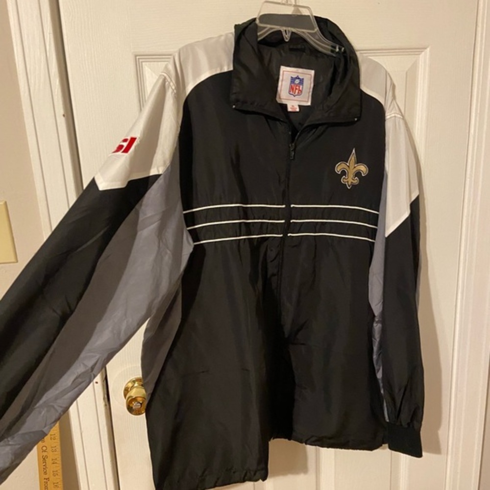 New Orleans Saints NFL Black and Silver Windbreaker Jacket Saints